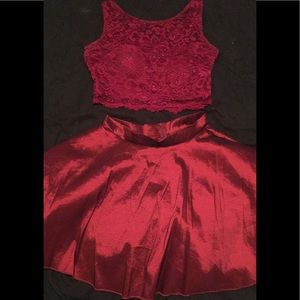 Red/maroon 2 piece dress